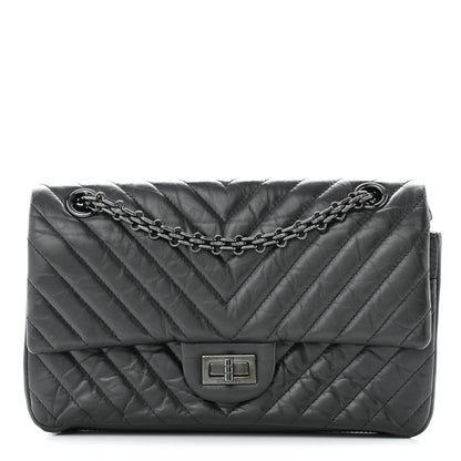 Chanel Aged Calfskin Chevron Quilted 2.55 Reissue 225 Flap Dark Grey 1 of 10