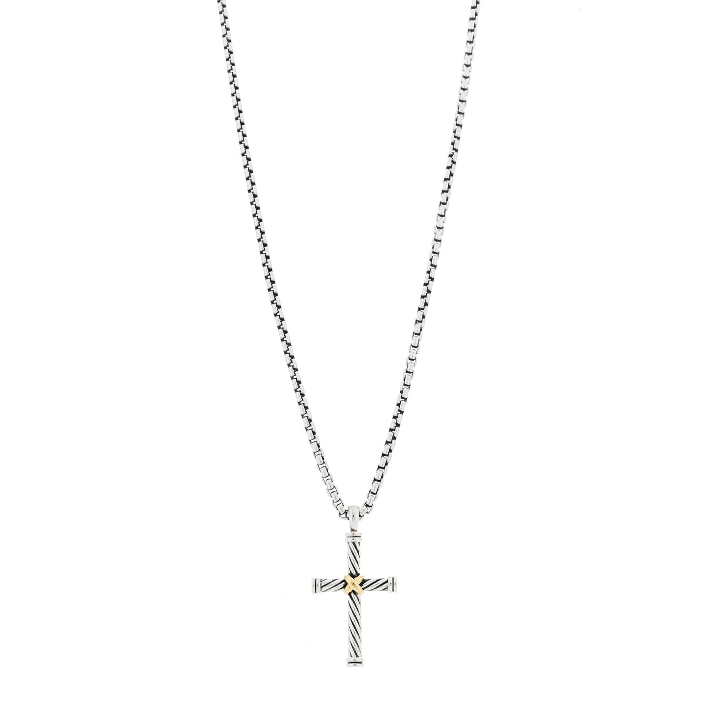 Sterling Silver 18K Yellow Gold X Cross Pendant Necklace