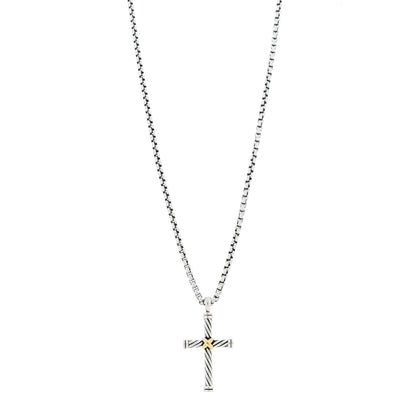 David Yurman Sterling Silver 18K Yellow Gold X Cross Pendant Necklace 1 of 6
