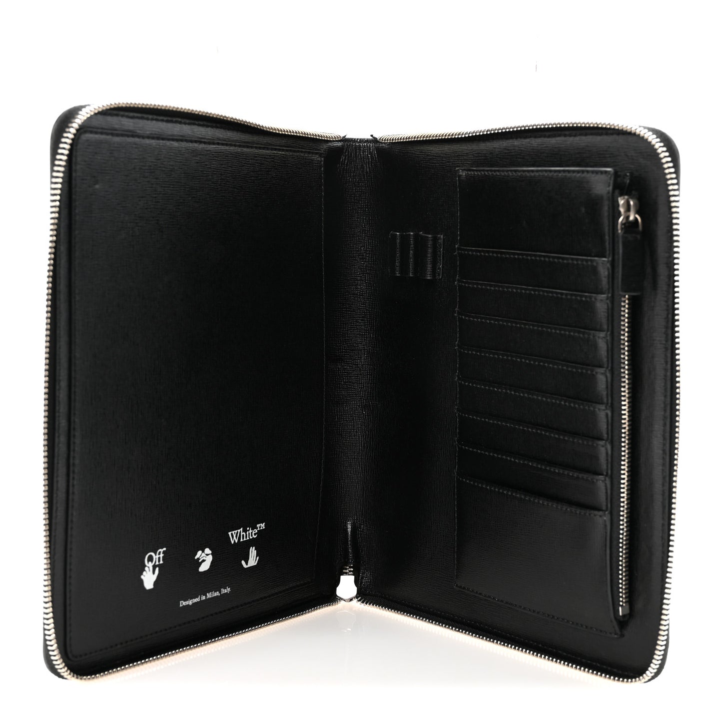 Saffiano Striped Diag Document Holder Black White