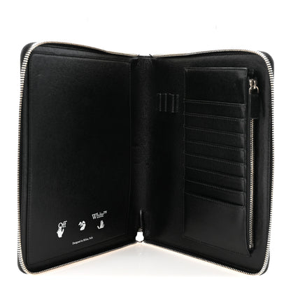 Off-White Saffiano Striped Diag Document Holder Black White 5 of 6