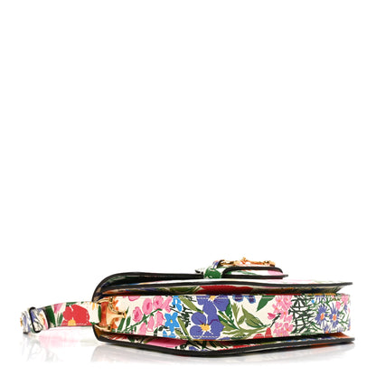 Gucci X KEN SCOTT New Shangai Calfskin Jardin D'Avril Floral Print Horsebit 1955 Shoulder Bag Ivory Pink Wild Rose 3 of 9