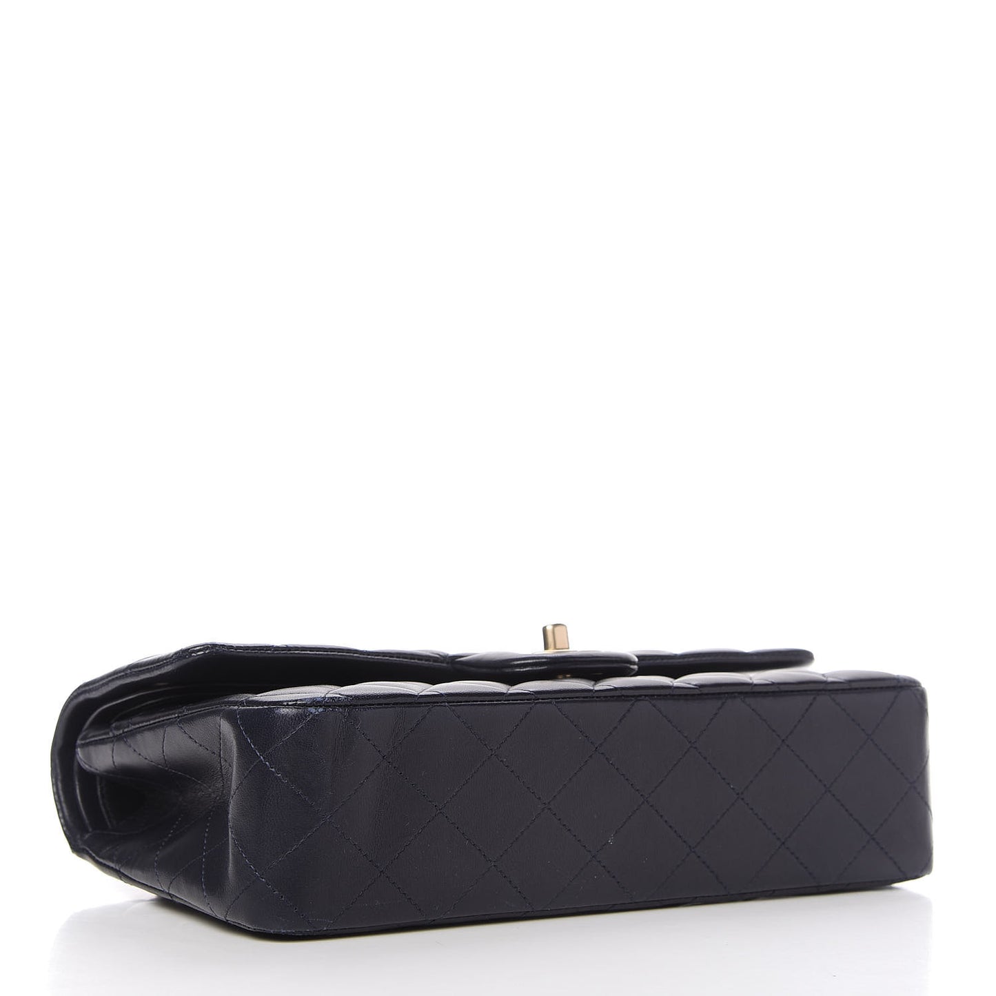 Lambskin Quilted Medium Double Flap Navy