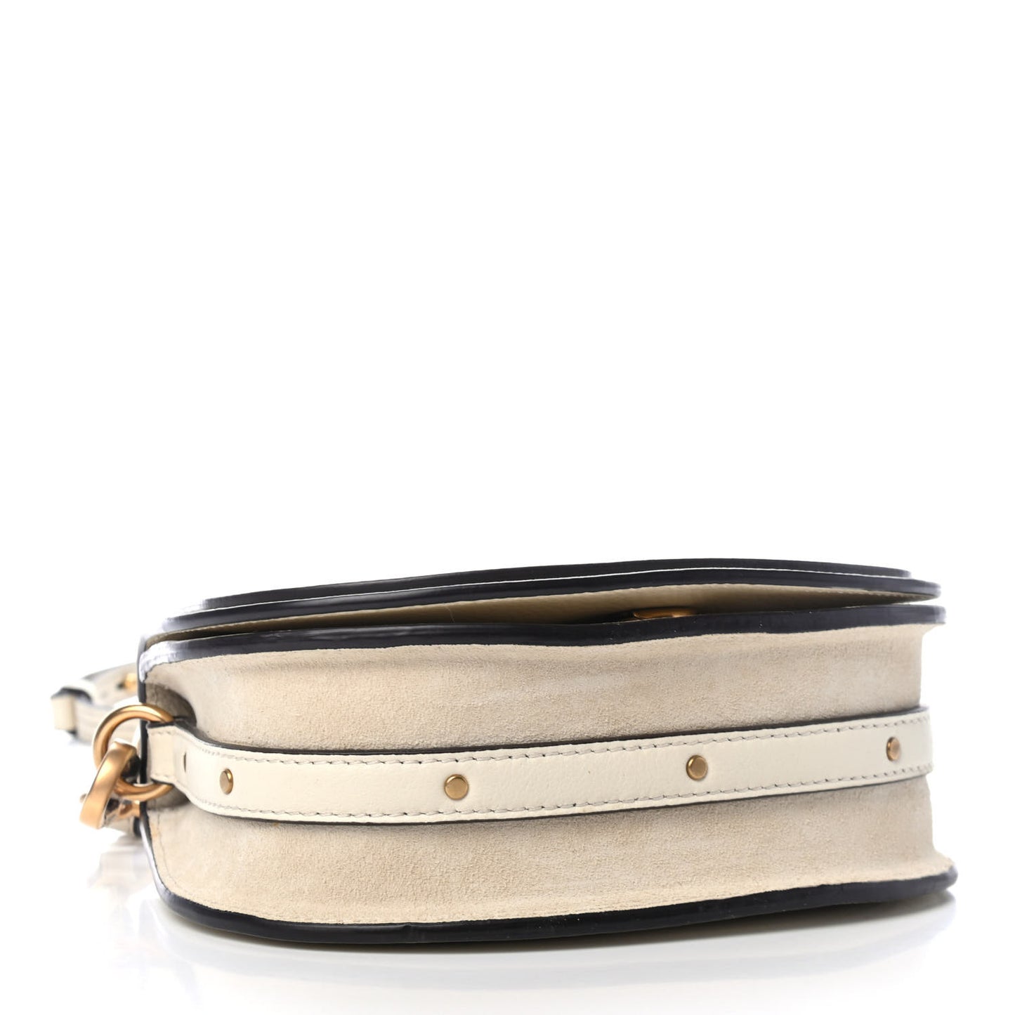 Calfskin Suede Small Nile Bracelet Bag Off White