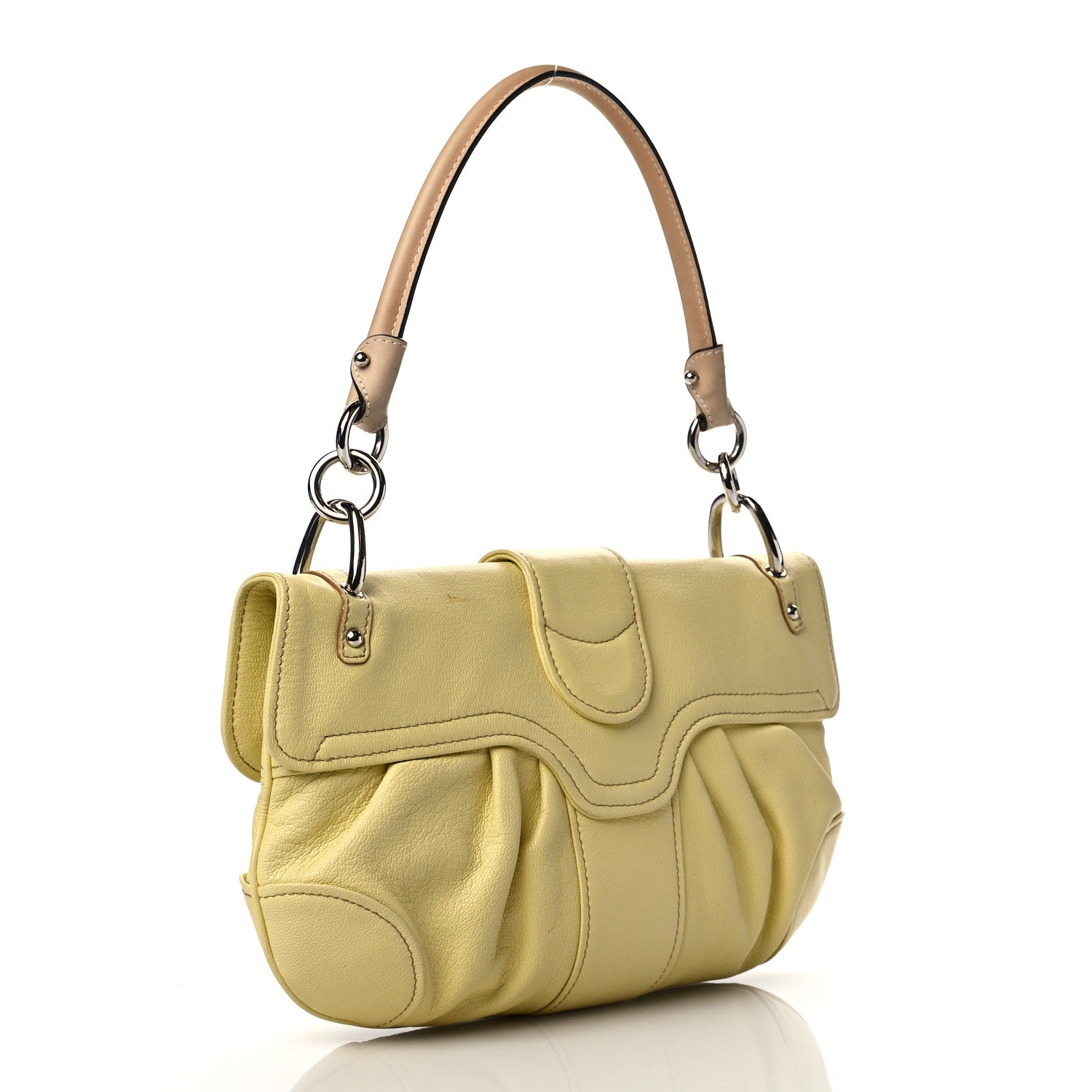 Salvatore Ferragamo Goatskin Gancini Shoulder Bag Citronella 2 of 9