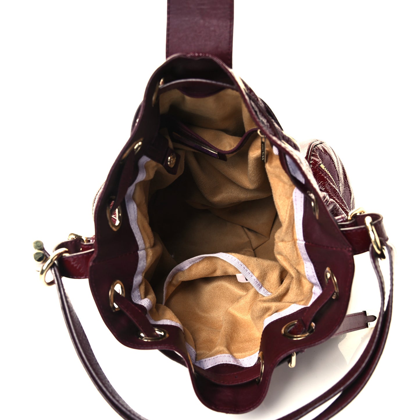 Crushed Patent Ramona Bucket Burgundy