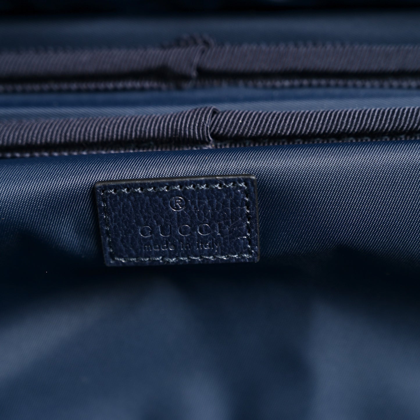 GG Supreme Monogram Textured Dollar Calfskin Web Savoy Cabin Plus Trolley Beige Blue