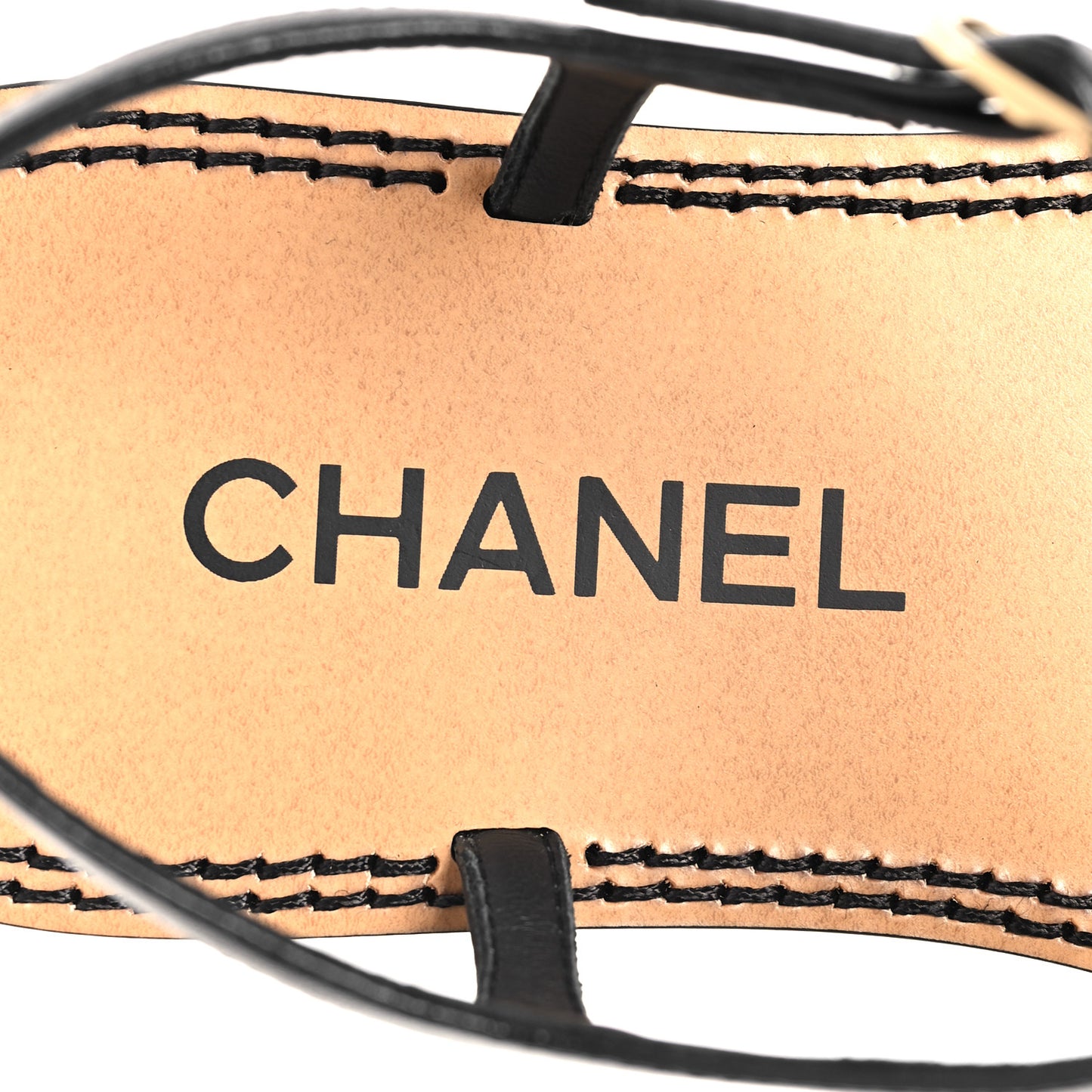 CHANEL Lambskin CC Thong Sandals 35 Black Gold 38 Black Gold