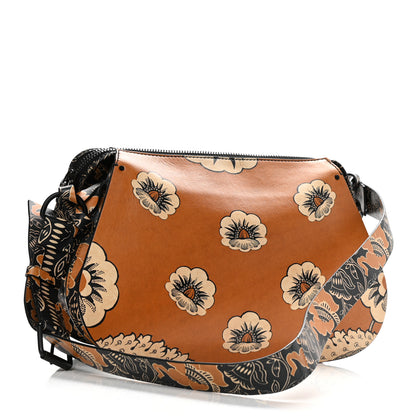 Valentino Garavani Calfskin Floral Print Mime Hobo Brown 2 of 8