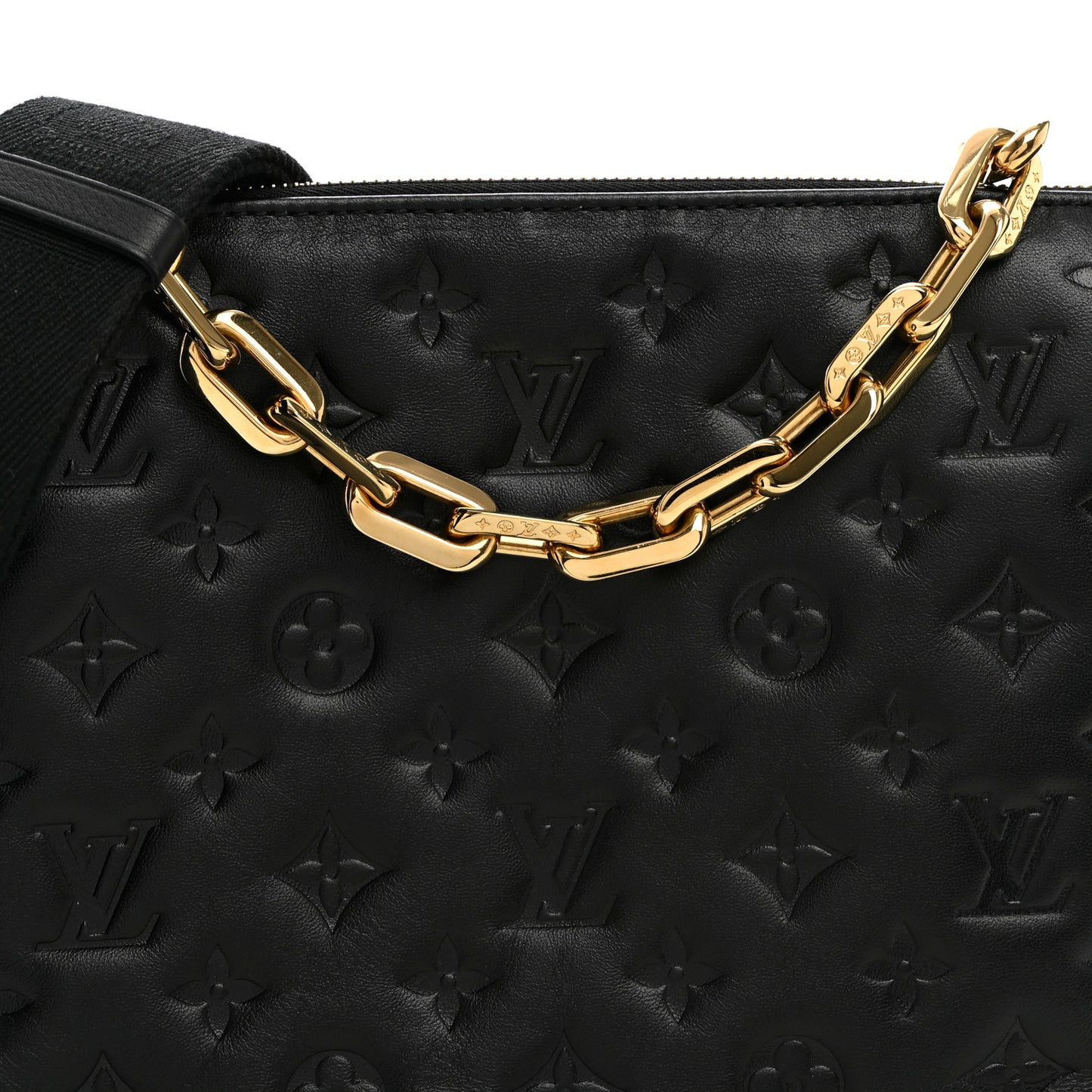 Lambskin Embossed Monogram Coussin PM Black