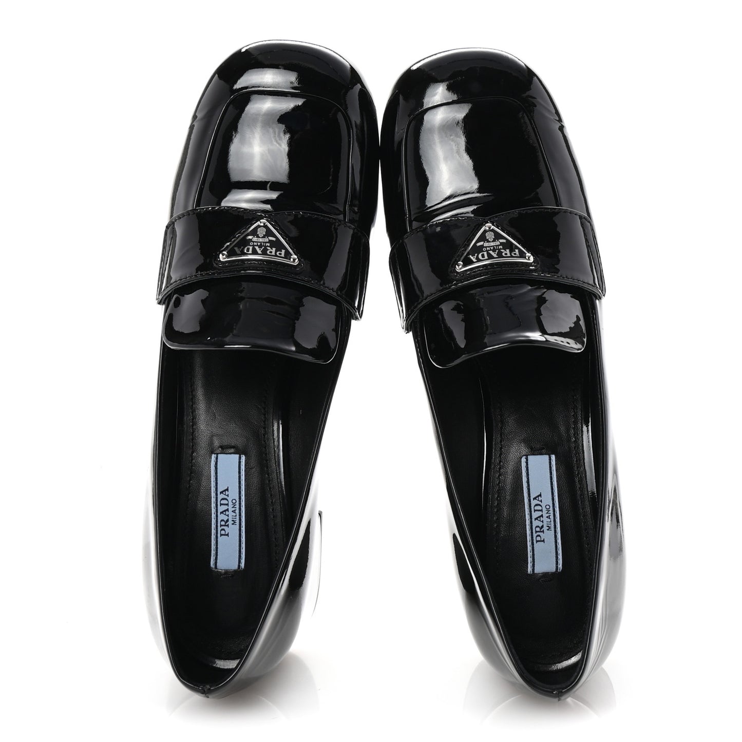 Vernice Metal Triangle Logo 45mm Loafer Pumps 38 Black