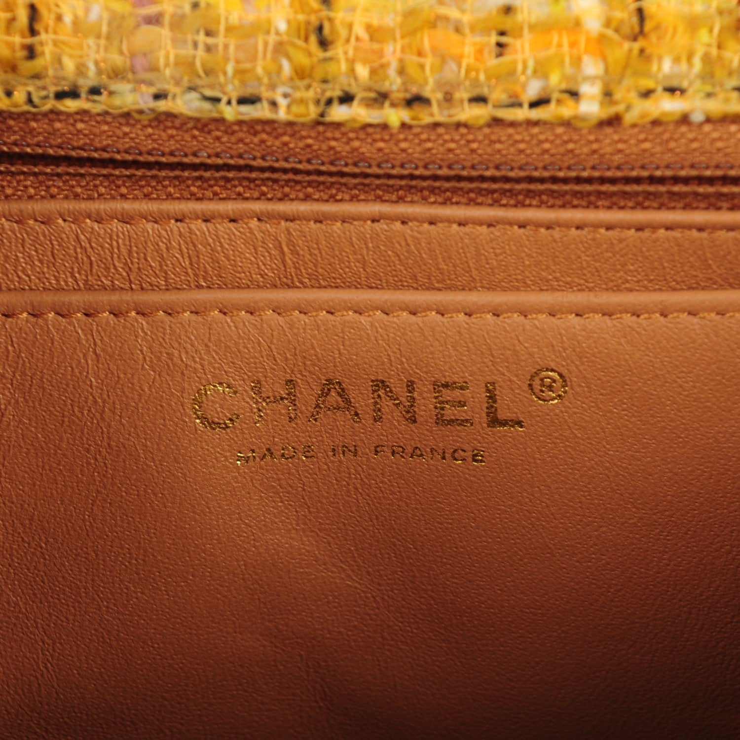 Chanel Metallic Tweed Medium Single Flap Light Yellow 6 of 9
