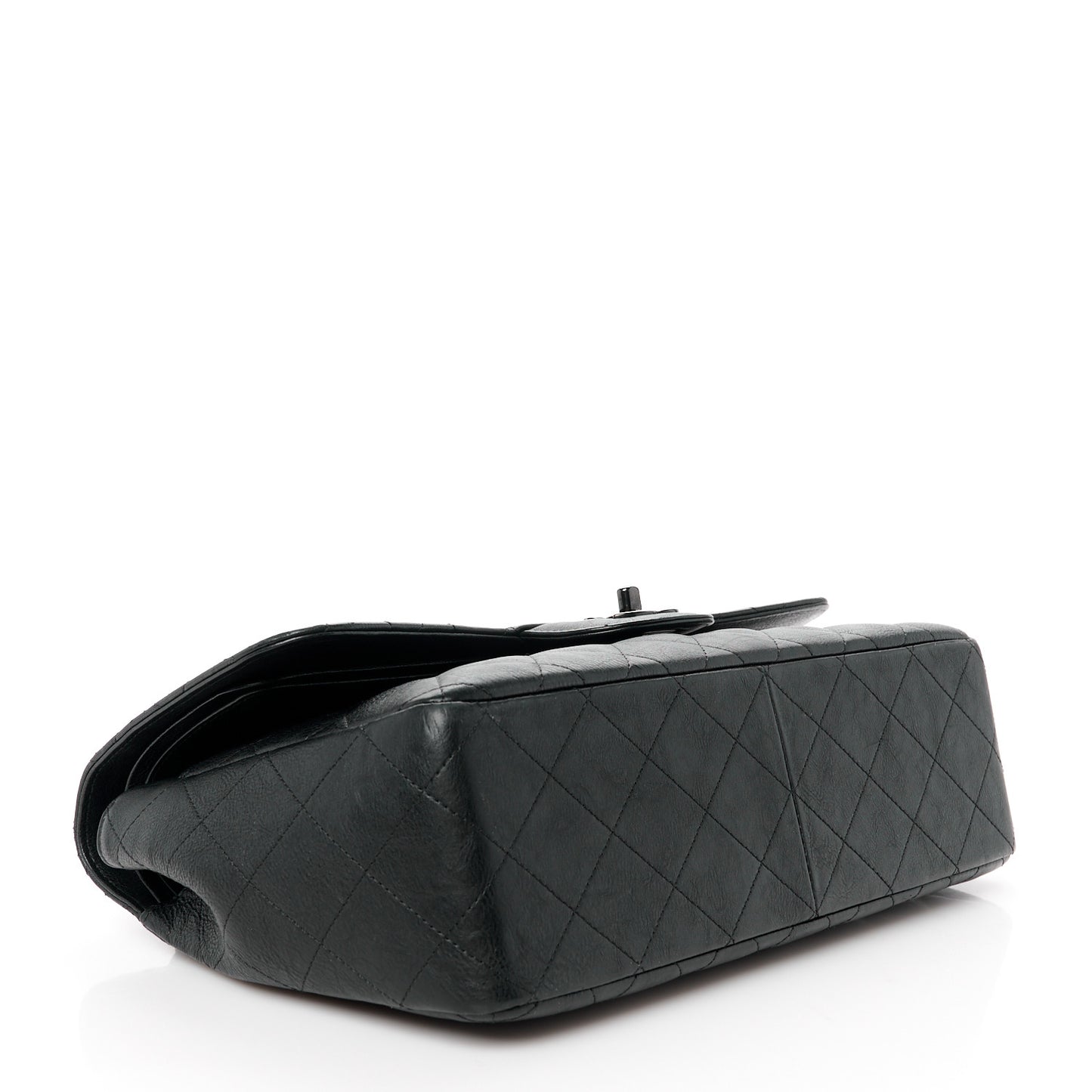 Crumpled Calfskin Quilted Jumbo Double Flap So Black