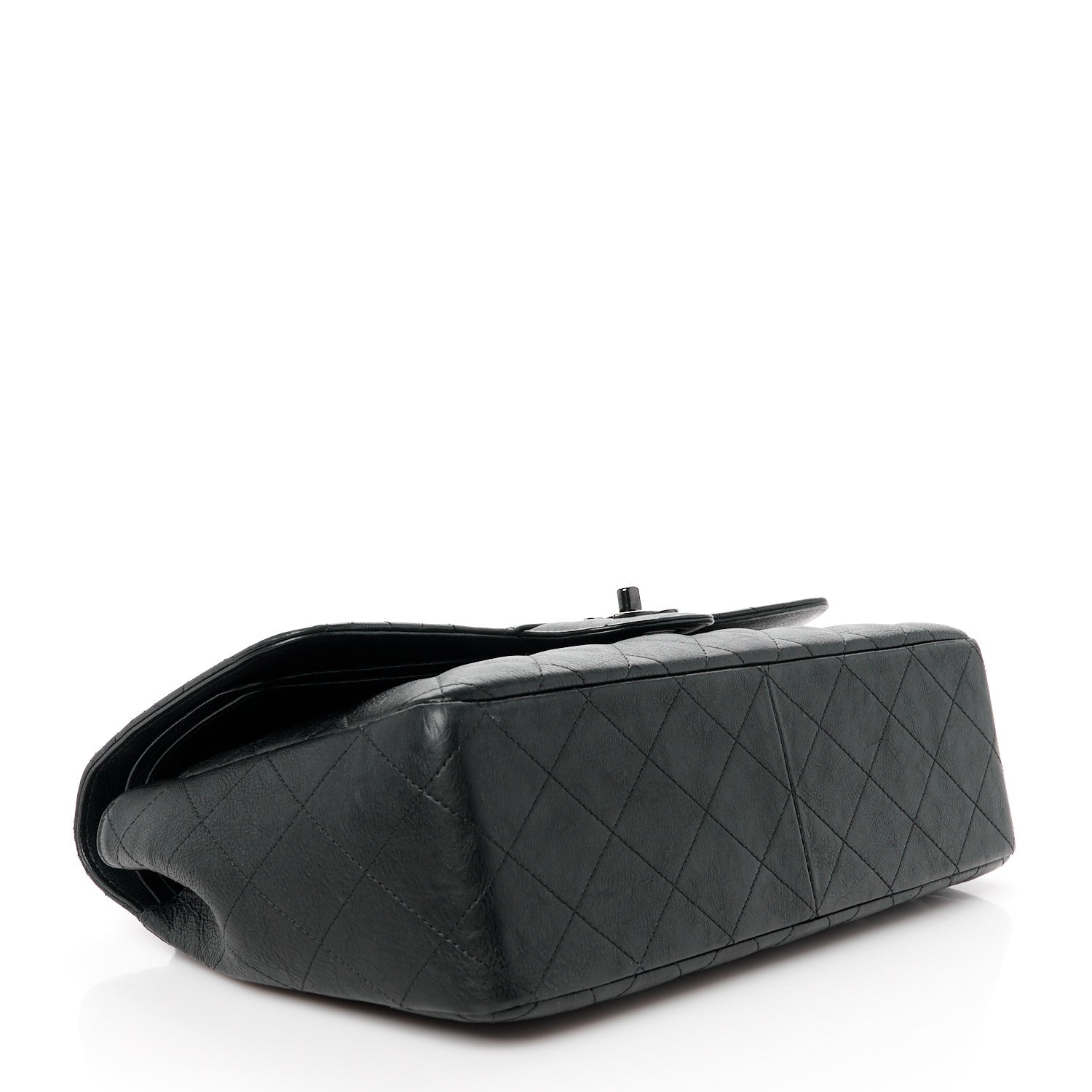 Chanel Crumpled Calfskin Quilted Jumbo Double Flap So Black 4 of 11