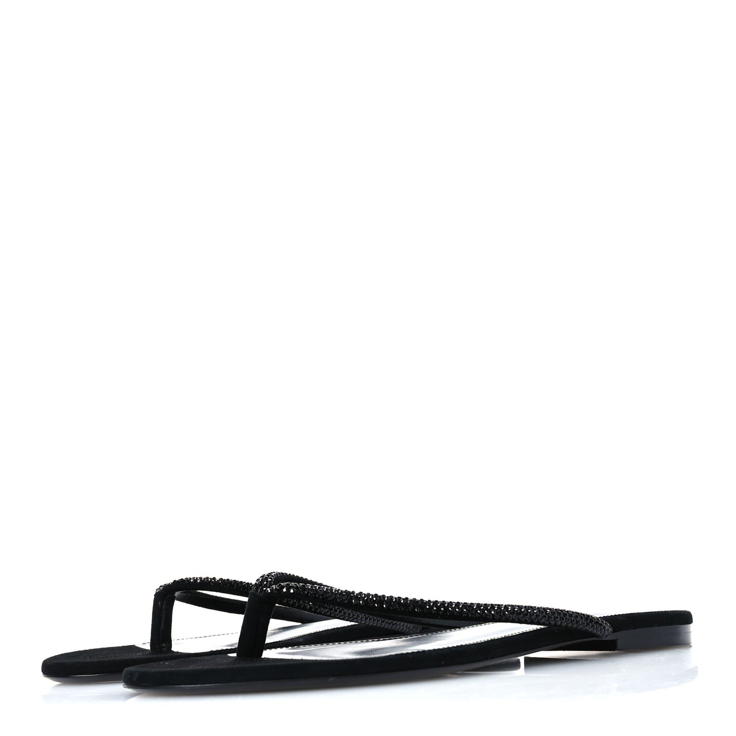 Kid Suede Strass Crystal Embellished Joni 05 Flat Sandals 37 Black