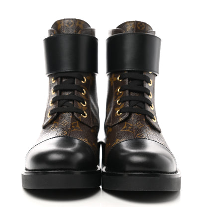 Louis Vuitton Calfskin Monogram Wonderland Flat Ranger Boots 35 Black 2 of 9