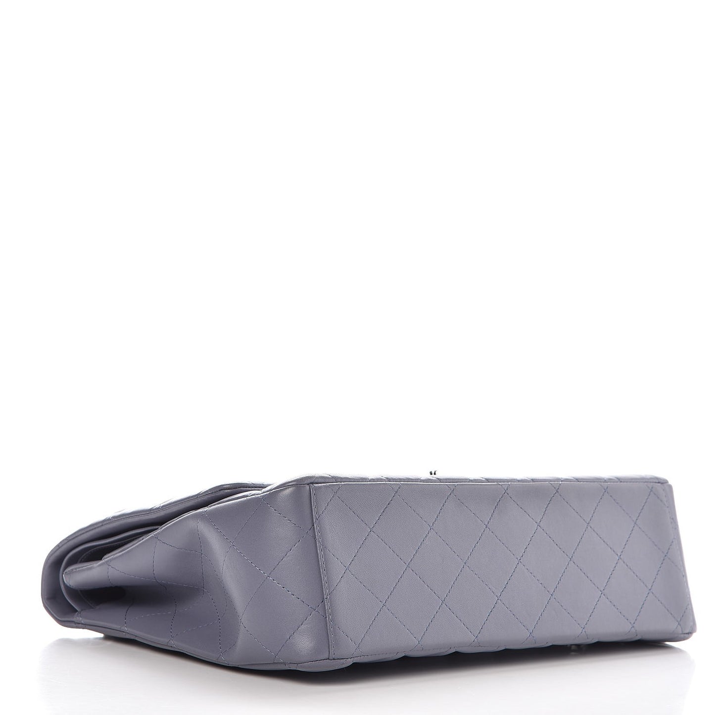 Lambskin Quilted Maxi Double Flap Grey
