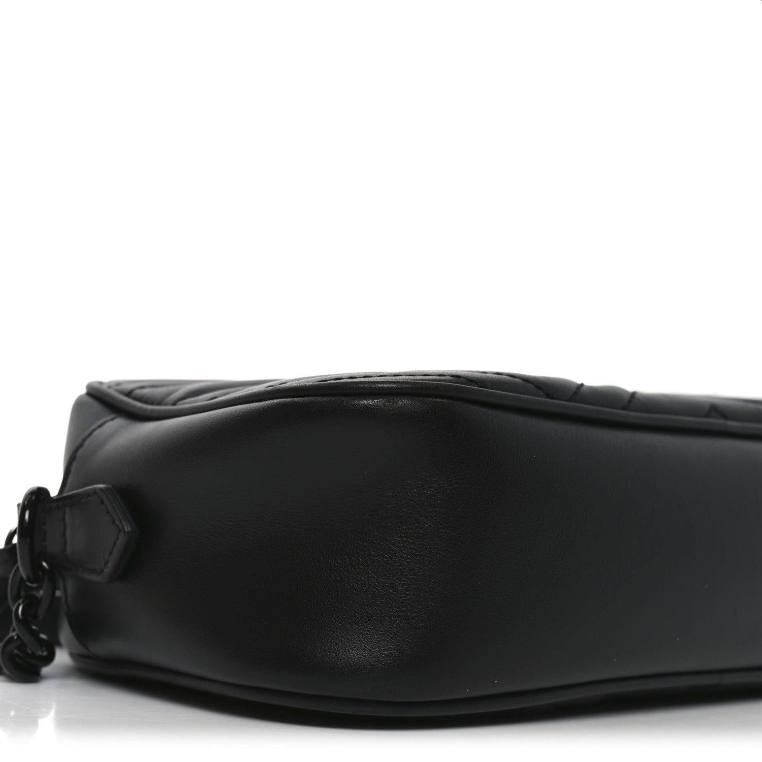 Gucci Calfskin Matelasse Monochrome Small GG Marmont Chain Shoulder Bag Black 9 of 10