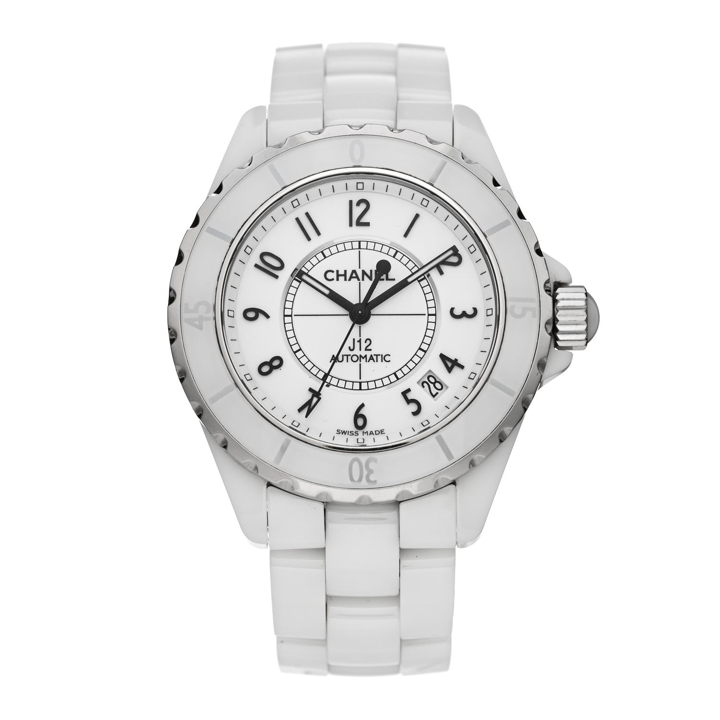 Stainless Steel Ceramic 38mm J12 Automatic Watch White