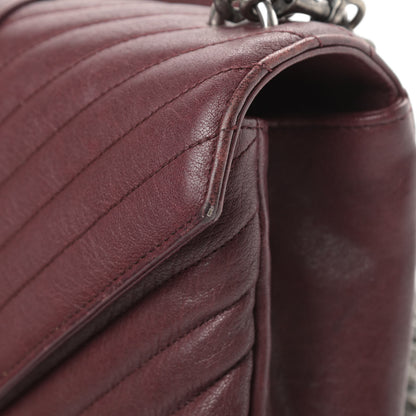 Saint Laurent Sheepskin Matelasse Chevron Monogram Medium College Bag Rouge Legion 11 of 14