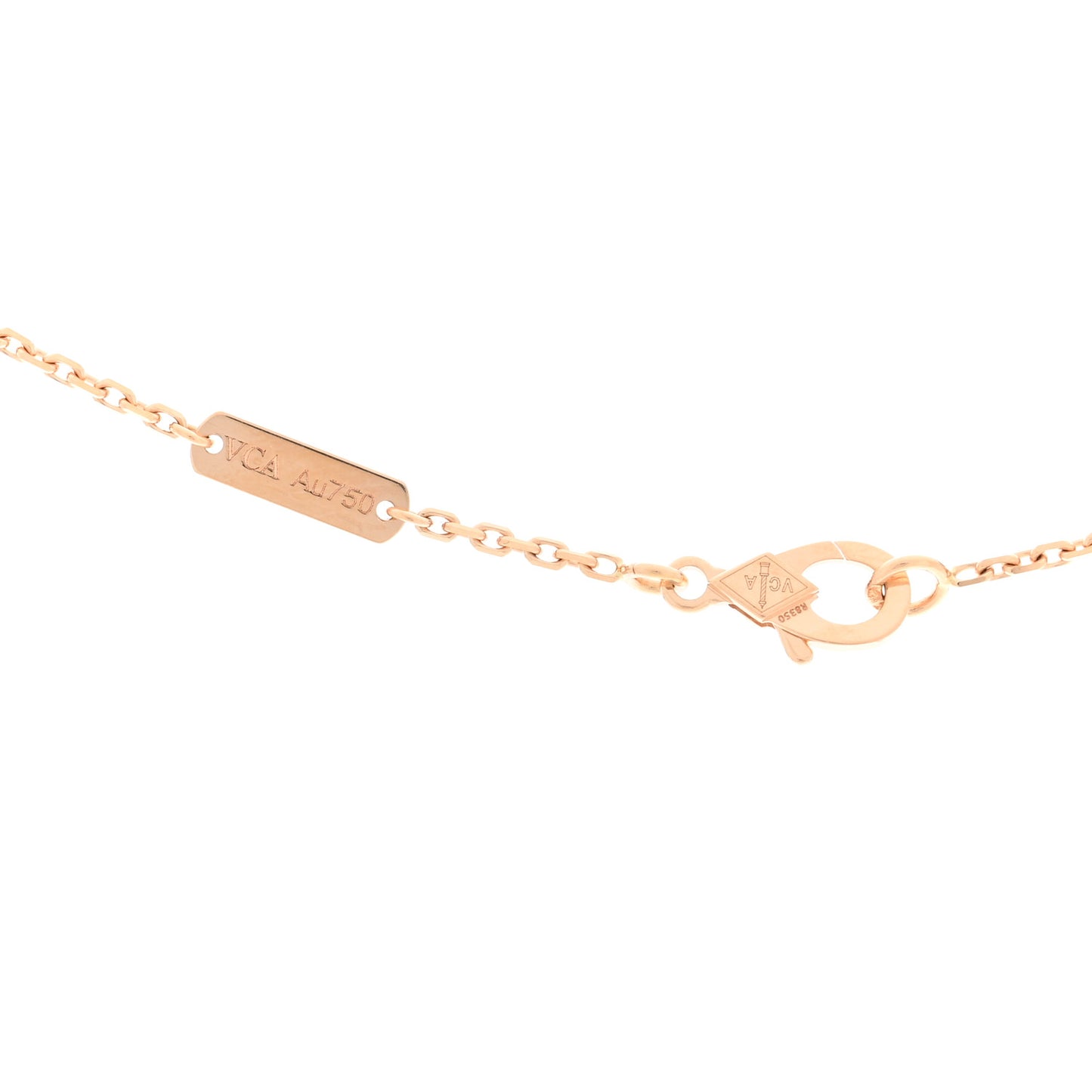 18K Rose Gold Gray Mother of Pearl Vintage Alhambra Pendant Necklace