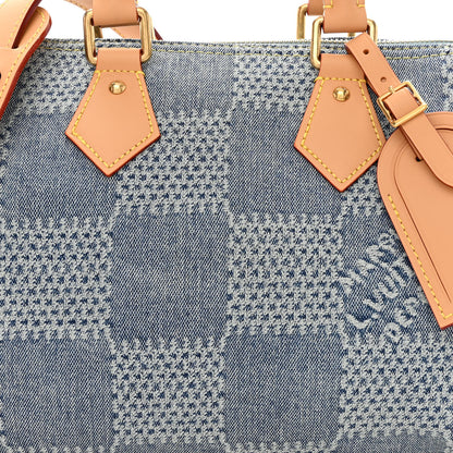 Louis Vuitton Damier Denim 3D Speedy Bandouliere 25 Bleu 8 of 10