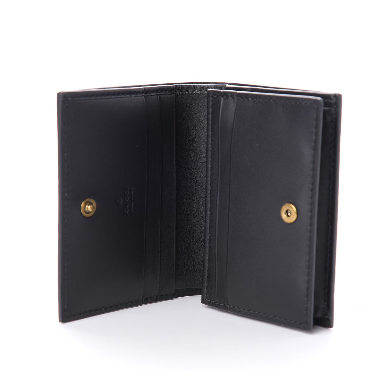 Guccissima Signature Crystal Cat Card Case Wallet Black