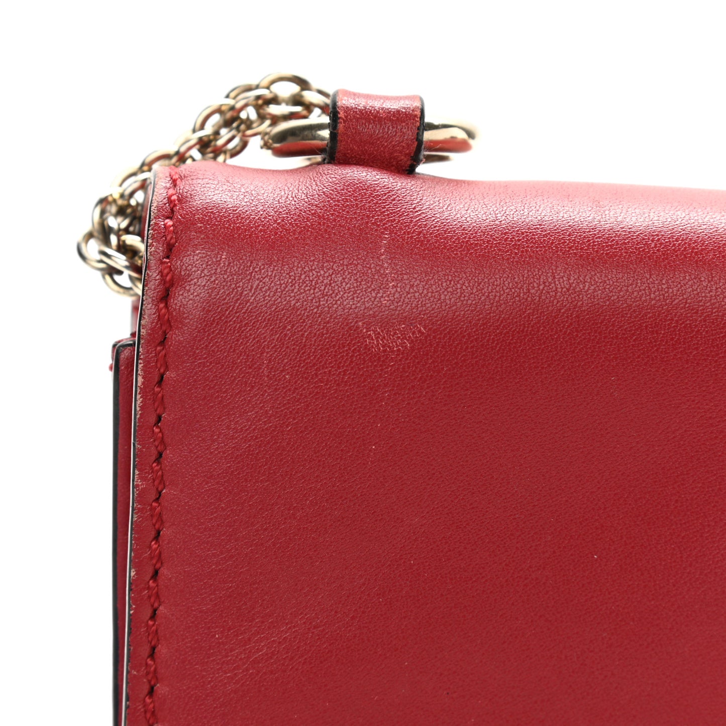 Vitello Medium Glam Lock Rockstud Flap Red