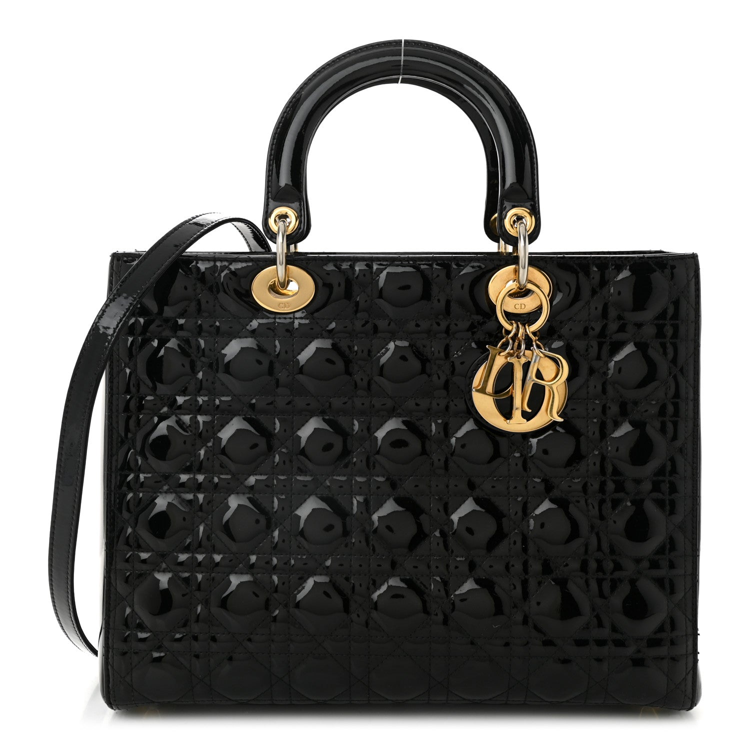 Christian Dior Patent Cannage Large Lady Dior Black 1 of 11