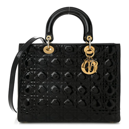 Christian Dior Patent Cannage Large Lady Dior Black 1 of 11