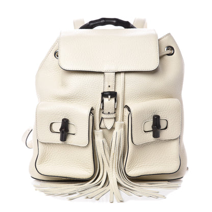 Gucci Cellarius Calfskin Medium Bamboo Backpack Mystic White 1 of 10