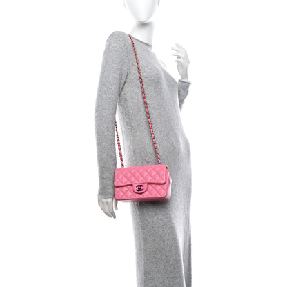 Chanel Lambskin Quilted Mini Rectangular Flap Pink Yellow 2 of 10
