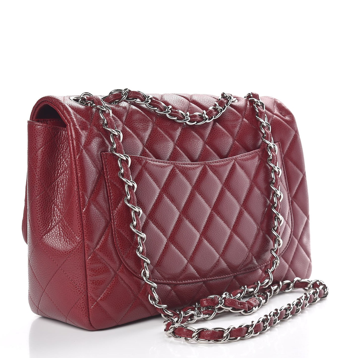 Caviar Quilted Jumbo Single Flap Dark Red