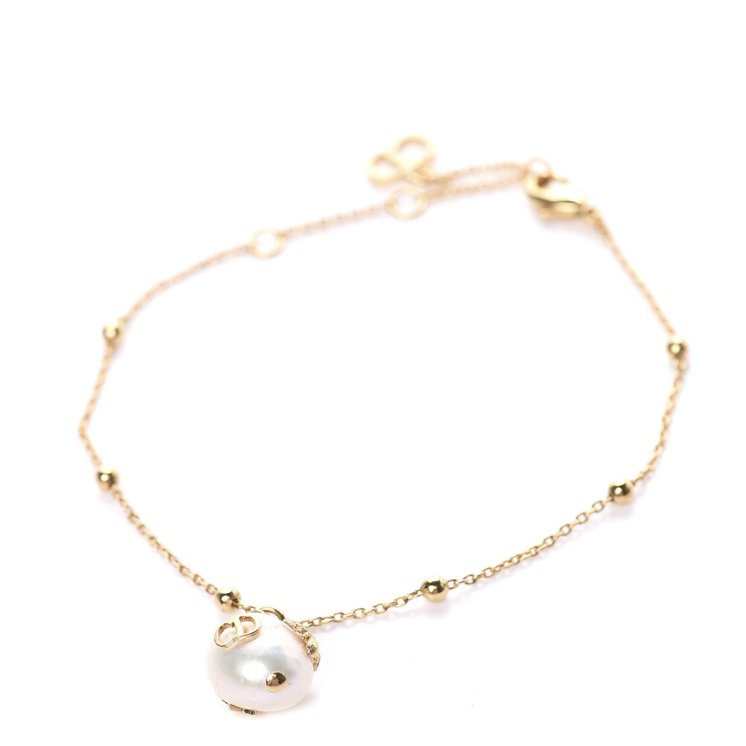 Christian Dior Fresh Water Pearl Metal Perles De Desir Charm Bracelet Gold 1 of 3