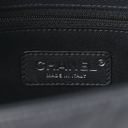 Chanel Caviar Chevron Quilted Small Coco Handle Flap Dark Grey 6 of 9