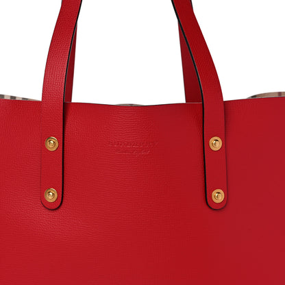 Burberry Grainy Calfskin Haymarket Check Small Reversible Tote Red 10 of 18
