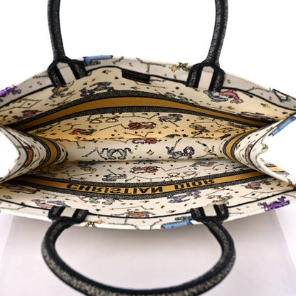 Christian Dior Canvas Embroidered Large Pixel Zodiac Book Tote Latte Multicolor 5 of 12