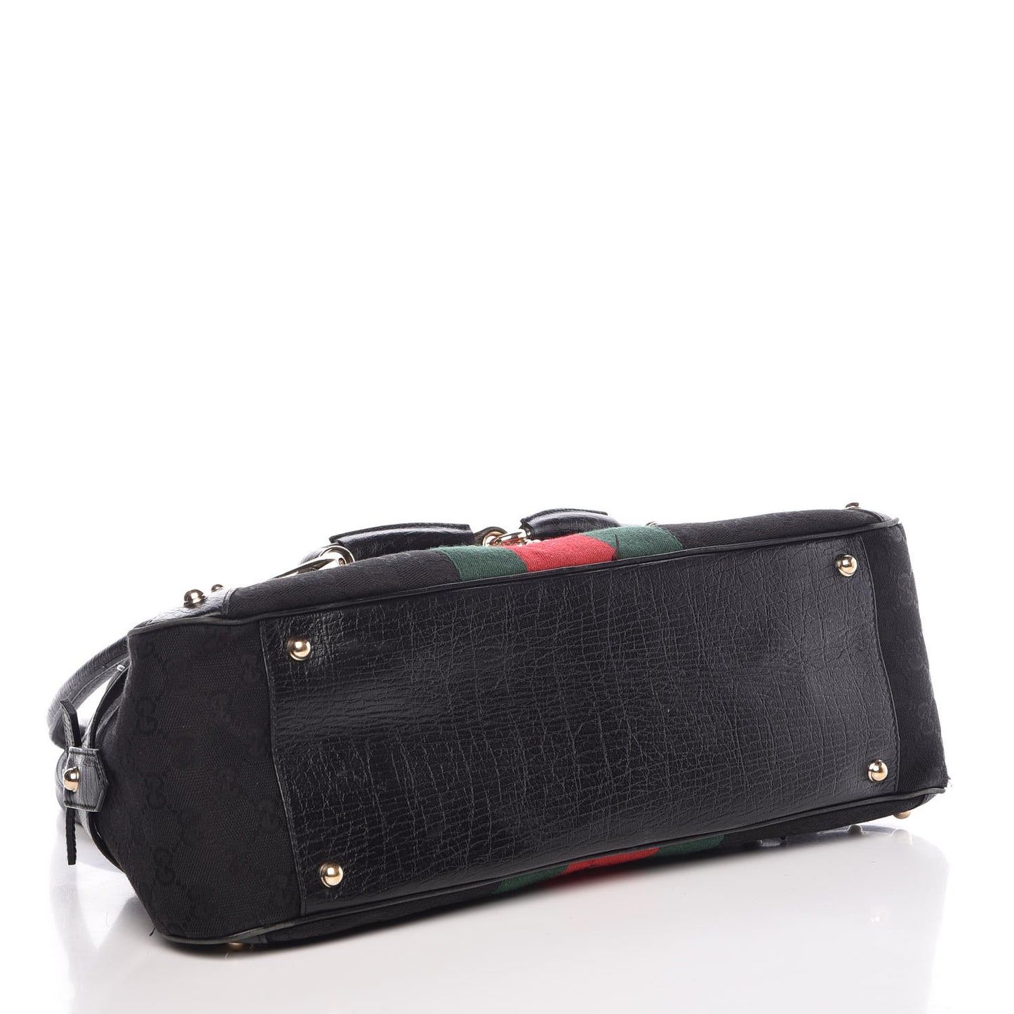 Monogram Web Large Horsebit Satchel Chain Black