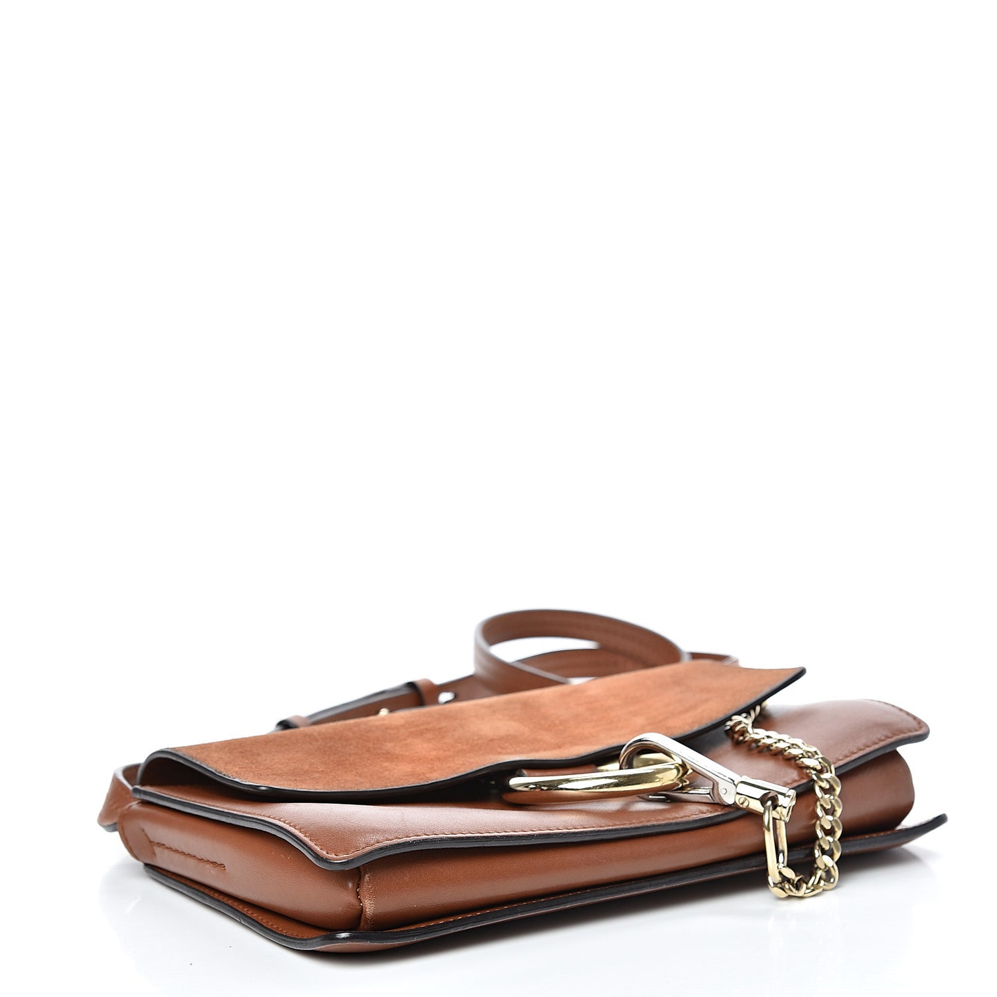 Suede Calfskin Small Faye Shoulder Bag Tobacco