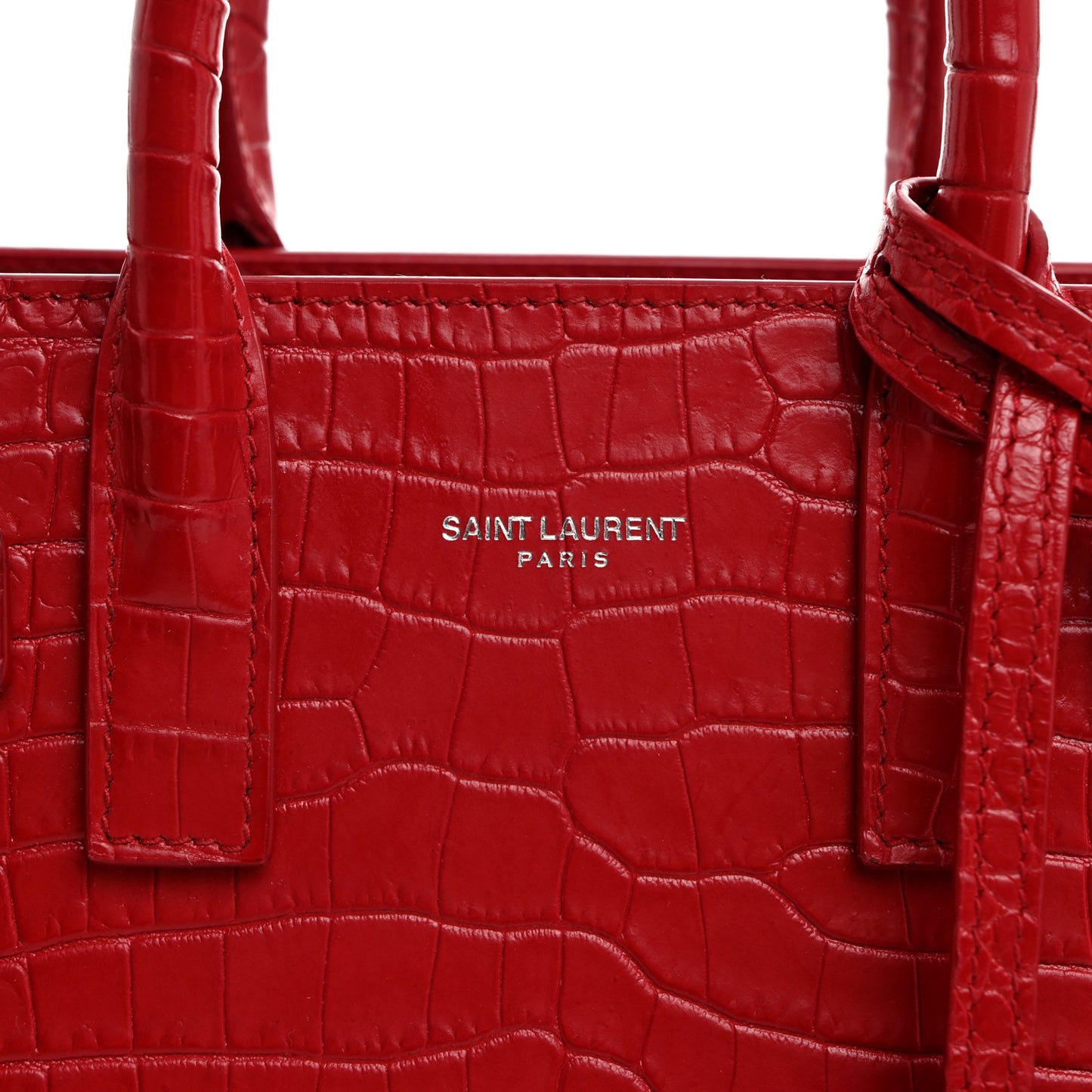 Calfskin Crocodile Embossed Nano Sac De Jour Red