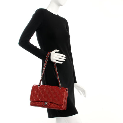 Chanel Lambskin Quilted Large 3 Flap Red 2 of 7