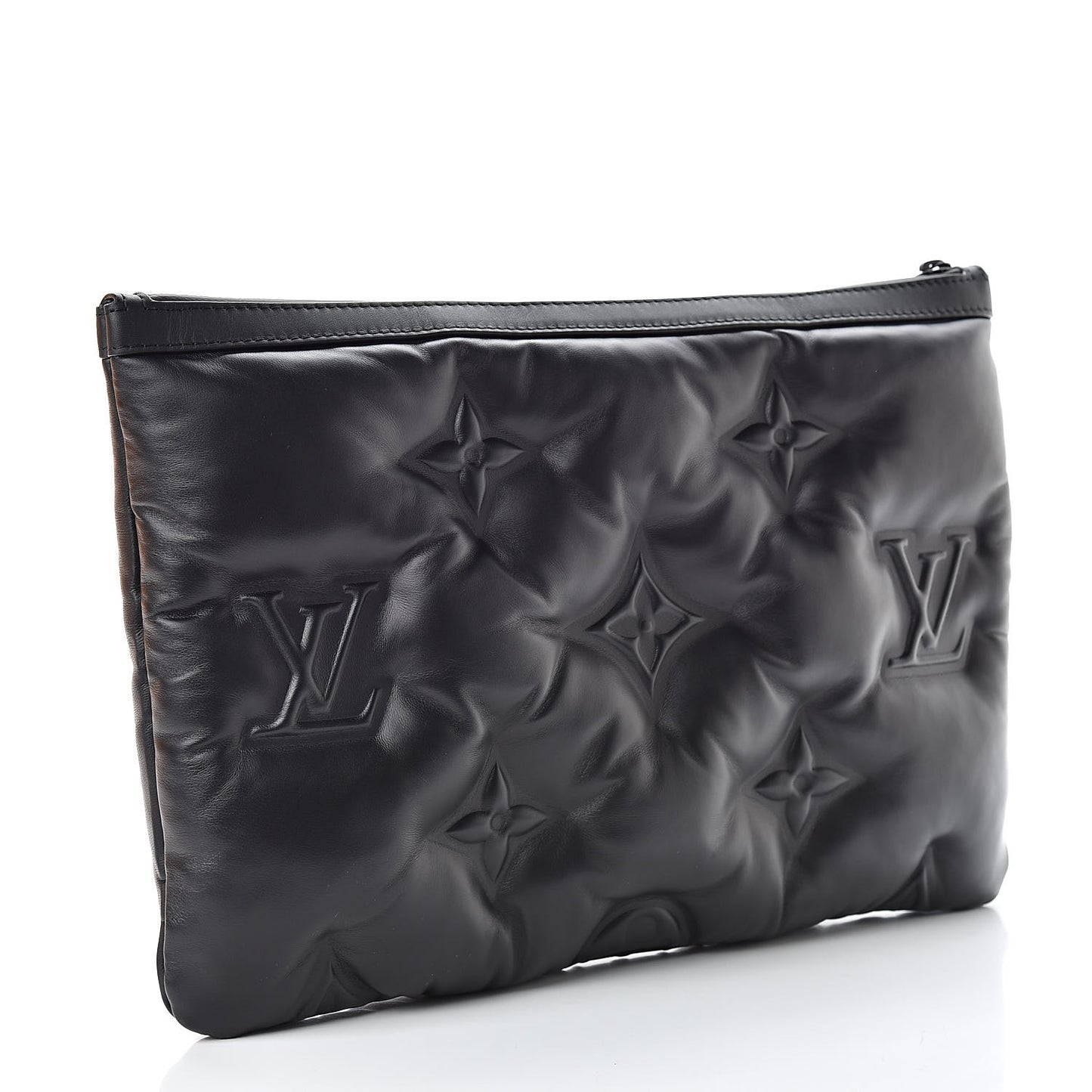 Lambskin Puffer A4 Pouch Black