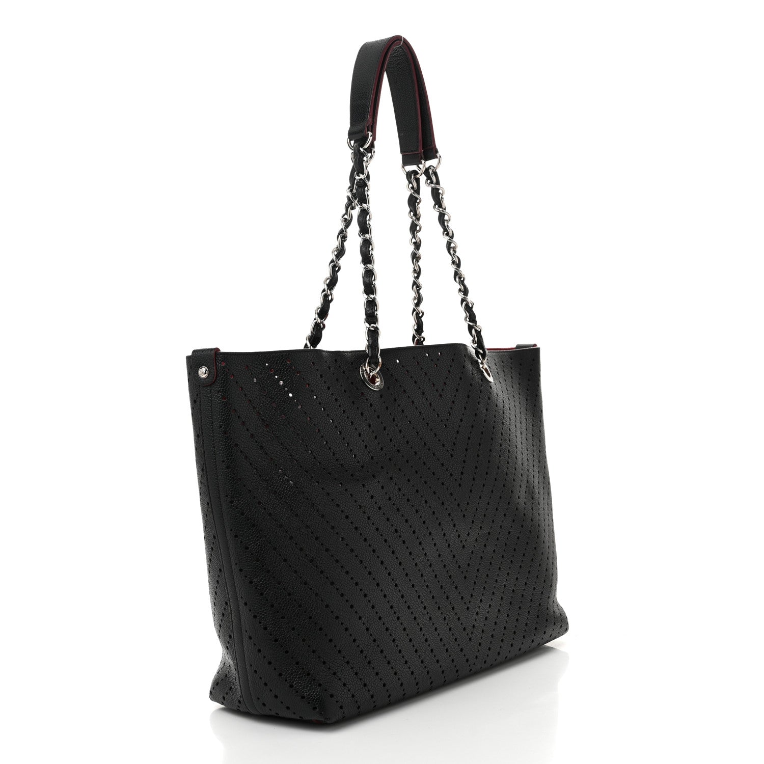 Chanel Perforated Grained Calfskin Large Shopping Tote Black 4 of 12