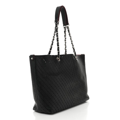 Chanel Perforated Grained Calfskin Large Shopping Tote Black 4 of 12