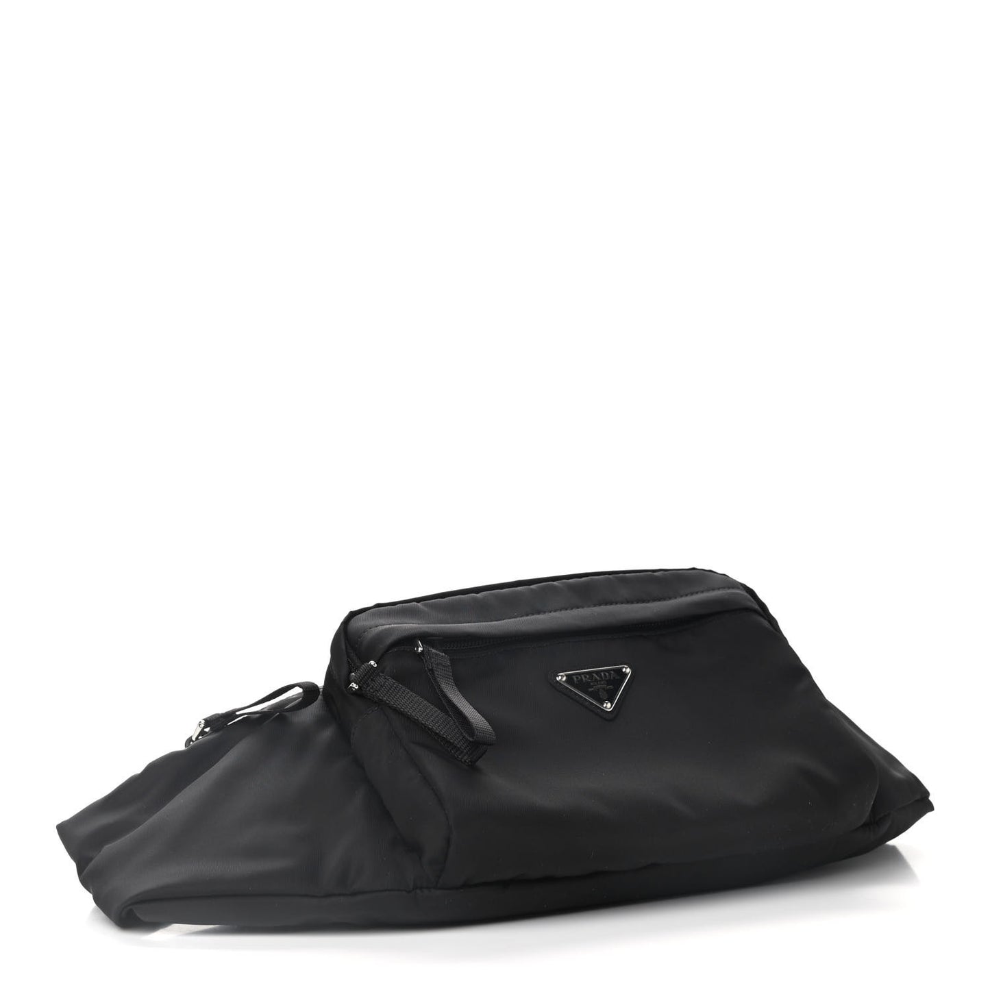 Tessuto Nylon Double Pocket Belt Bag Black