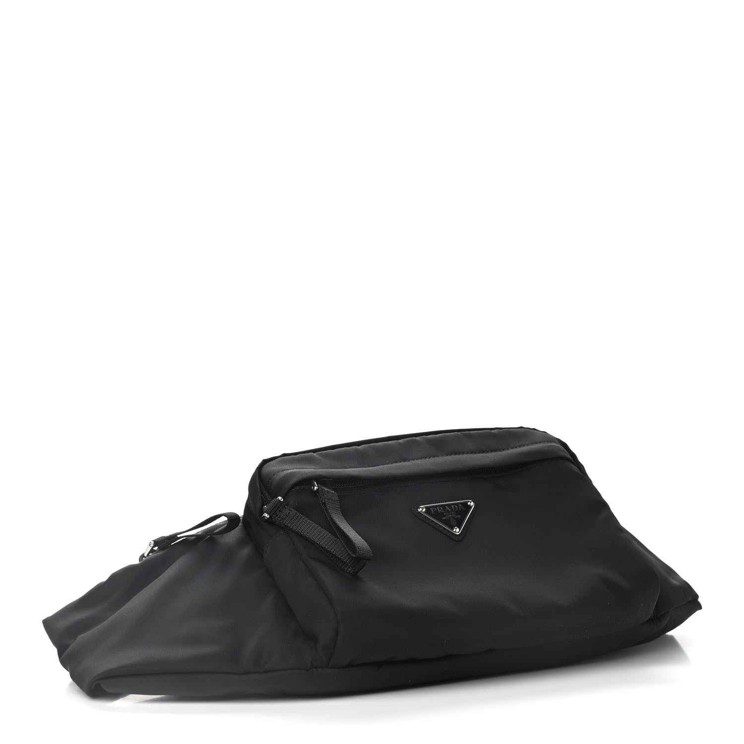 Prada Tessuto Nylon Double Pocket Belt Bag Black 4 of 9