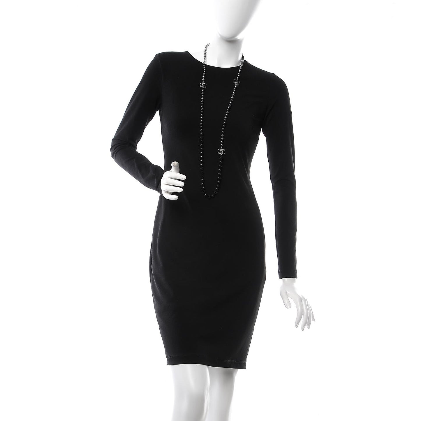 Ruthenium Graduated Bead Crystal CC Long Necklace Black