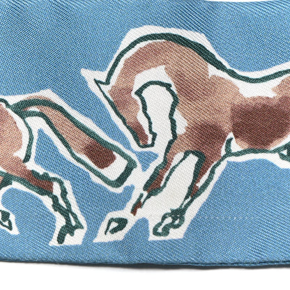 Hermes Silk Chevaux En Liberte Twilly Bleu Glacier Beige 6 of 6