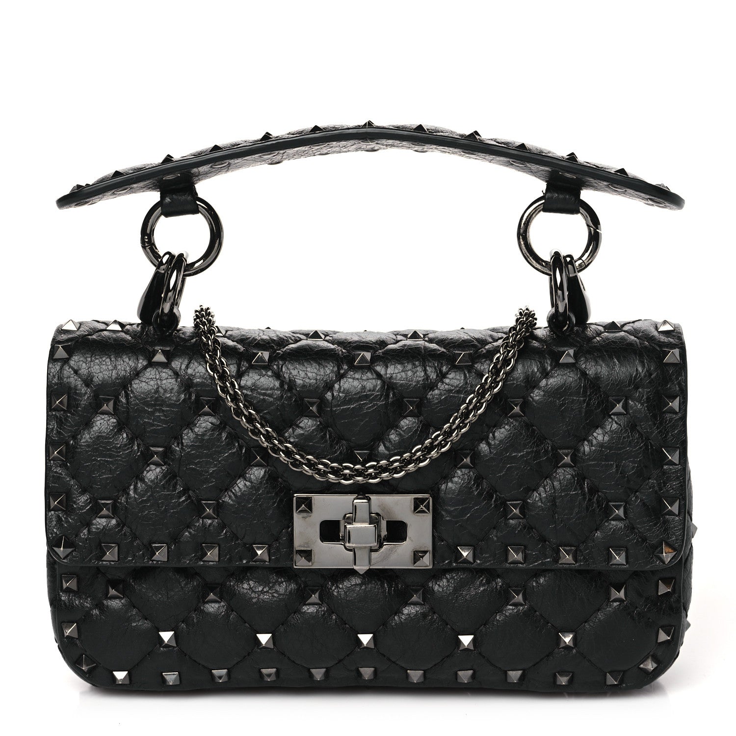 Valentino Garavani Lambskin Small Rockstud Spike Shoulder Bag Black 1 of 9