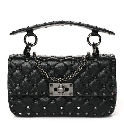 Valentino Garavani Lambskin Small Rockstud Spike Shoulder Bag Black 1 of 9